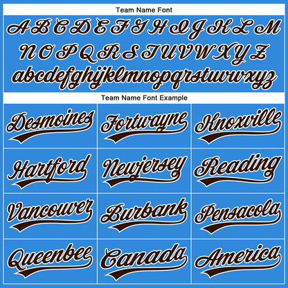 Custom Electric Blue Brown-White Authentic Baseball Jersey - Sky-Custom