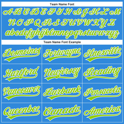 Custom Electric Blue Neon Green-White Authentic Baseball Jersey - Sky-Custom