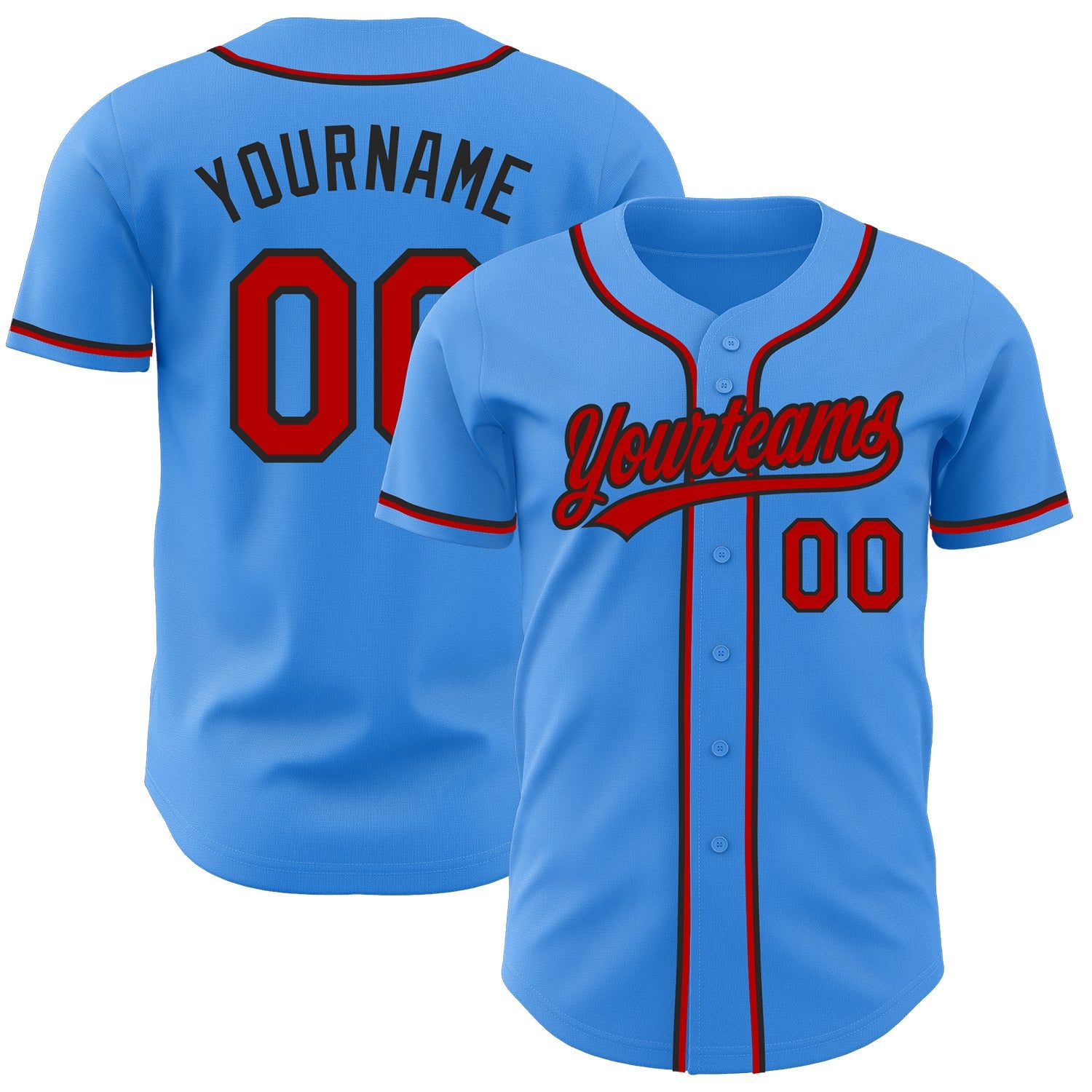 Custom Electric Blue Red-Black Authentic Baseball Jersey - Sky-Custom