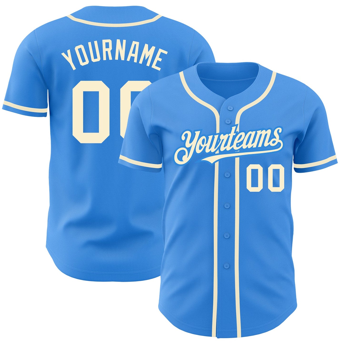 Custom Electric Blue Cream Authentic Baseball Jersey - Sky-Custom