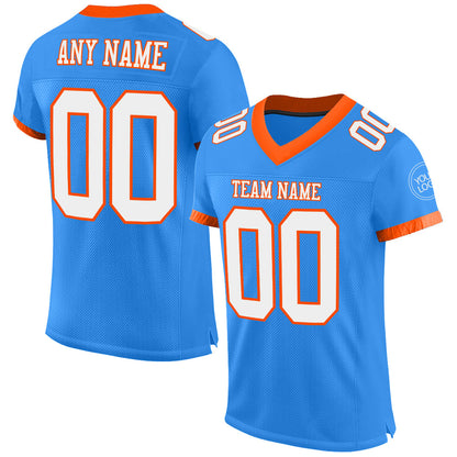 Custom Powder Blue White-Orange Mesh Authentic Football Jersey - Sky-Custom