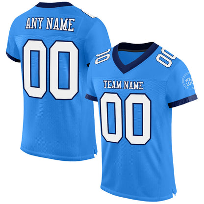 Custom Powder Blue White-Navy Mesh Authentic Football Jersey - Sky-Custom