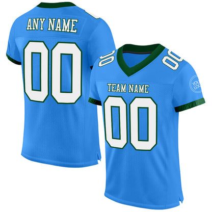Custom Powder Blue White-Green Mesh Authentic Football Jersey - Sky-Custom