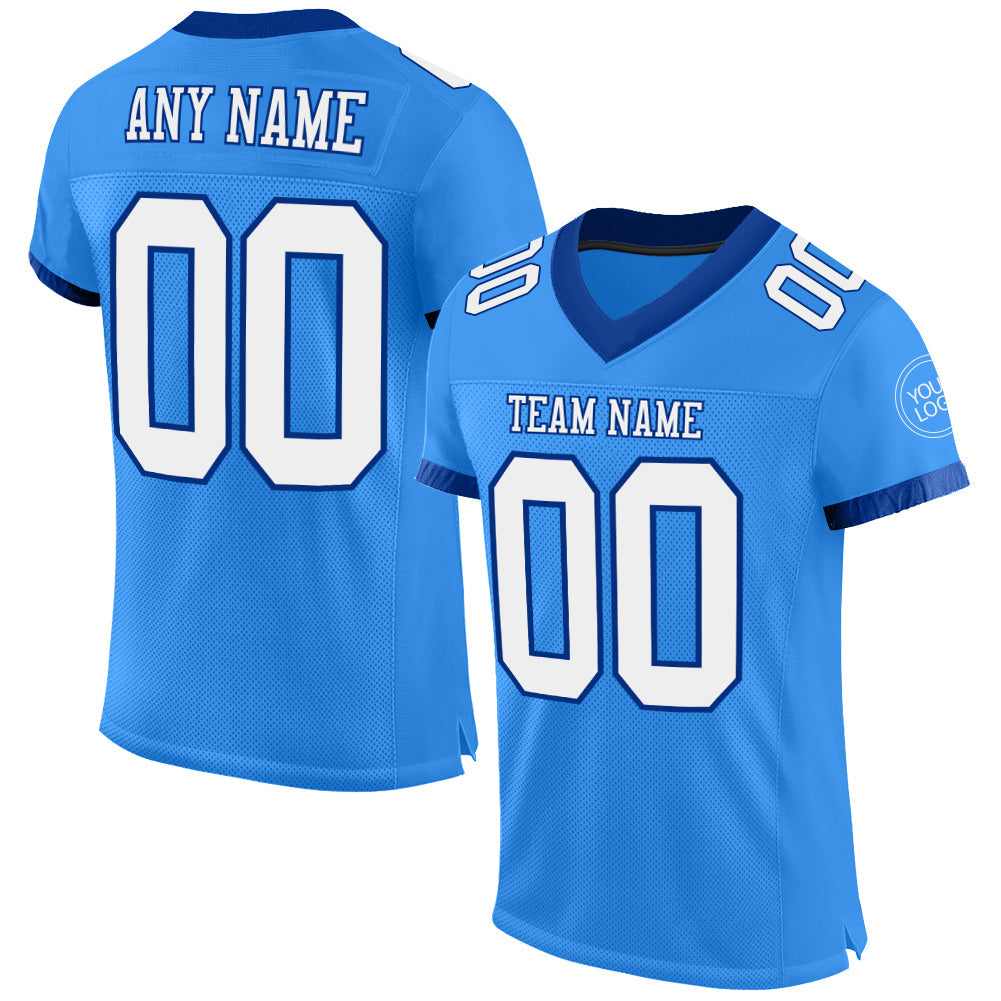 Custom Powder Blue White-Royal Mesh Authentic Football Jersey - Sky-Custom