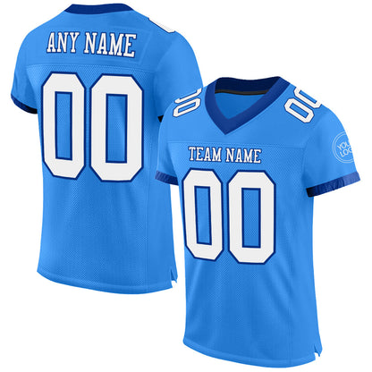 Custom Powder Blue White-Royal Mesh Authentic Football Jersey - Sky-Custom