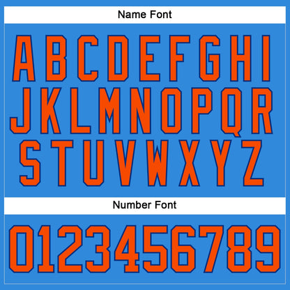 Custom Powder Blue Orange-Royal Hockey Lace Neck Jersey - Sky-Custom