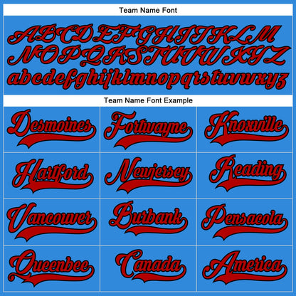 Custom Powder Blue Red-Black Hockey Lace Neck Jersey - Sky-Custom