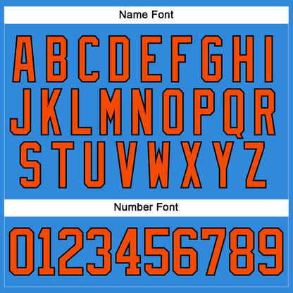 Custom Powder Blue Orange-Black Hockey Lace Neck Jersey - Sky-Custom