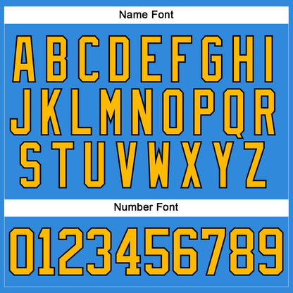 Custom Powder Blue Gold-Black Hockey Lace Neck Jersey - Sky-Custom