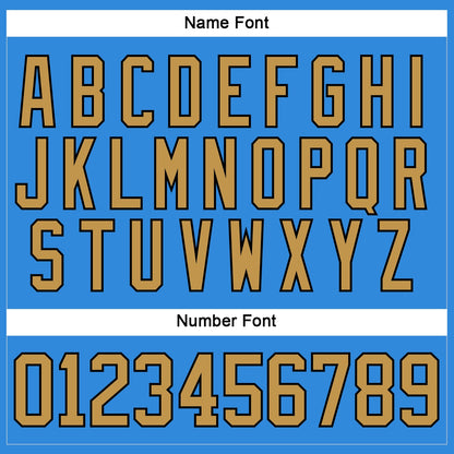 Custom Powder Blue Old Gold-Black Hockey Lace Neck Jersey - Sky-Custom
