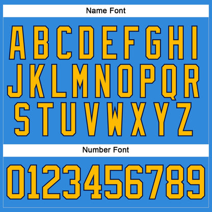 Custom Powder Blue Gold-Navy Hockey Lace Neck Jersey - Sky-Custom