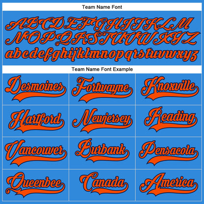Custom Powder Blue Orange-Navy Hockey Lace Neck Jersey - Sky-Custom