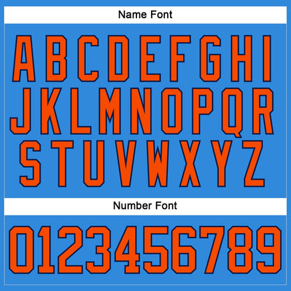 Custom Powder Blue Orange-Navy Hockey Lace Neck Jersey - Sky-Custom