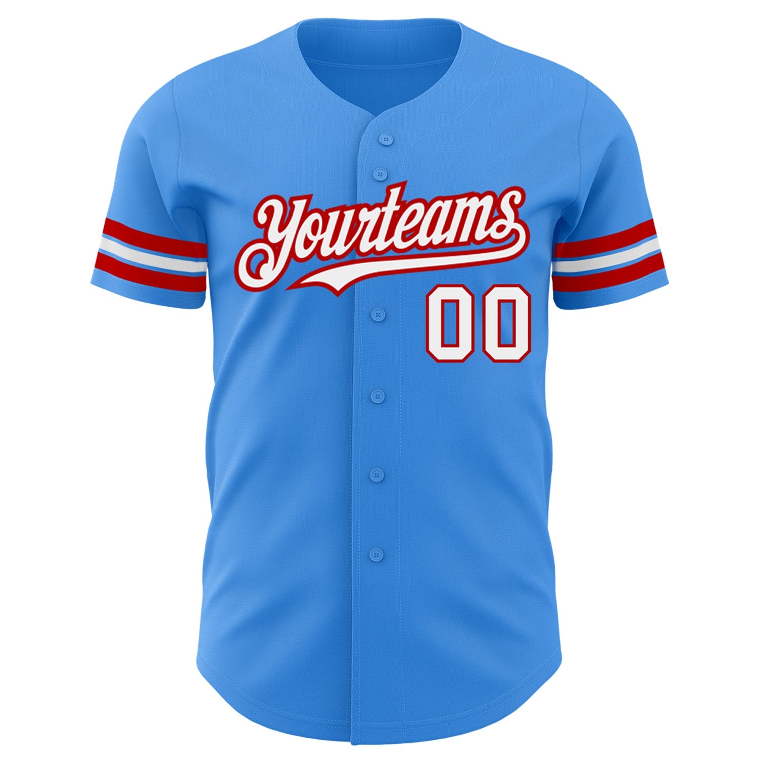 Custom Electric Blue White-Red Authentic Baseball Jersey - Sky-Custom