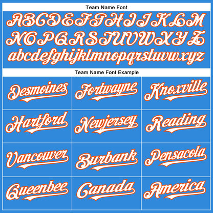 Custom Electric Blue White-Orange Authentic Baseball Jersey - Sky-Custom