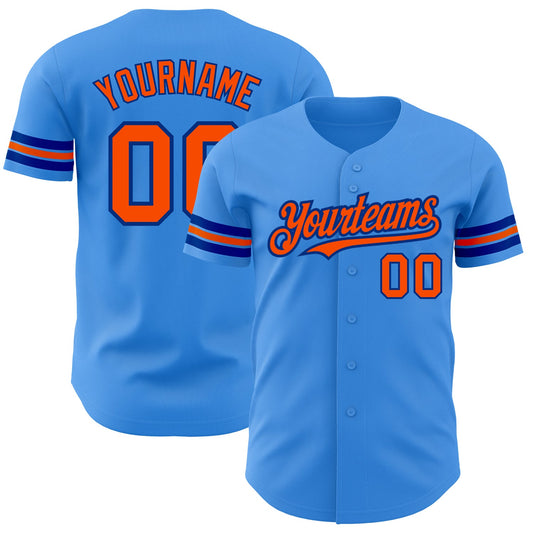 Custom Electric Blue Orange-Royal Authentic Baseball Jersey - Sky-Custom