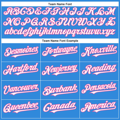 Custom Electric Blue White-Pink Authentic Baseball Jersey - Sky-Custom