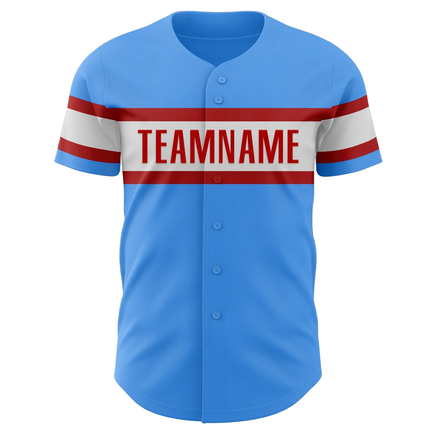 Custom Electric Blue Red-White Authentic Baseball Jersey - Sky-Custom