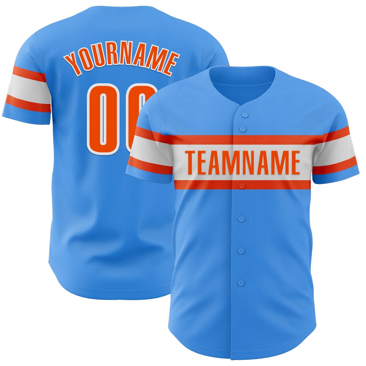 Custom Electric Blue Orange-White Authentic Baseball Jersey - Sky-Custom