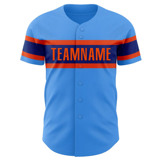 Custom Electric Blue Orange-Royal Authentic Baseball Jersey - Sky-Custom