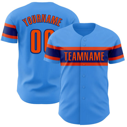Custom Electric Blue Orange-Royal Authentic Baseball Jersey - Sky-Custom