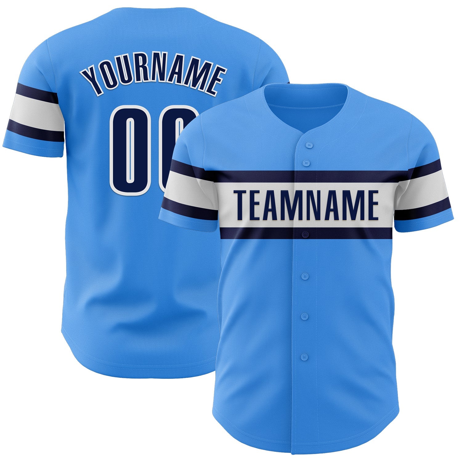 Custom Electric Blue Navy-White Authentic Baseball Jersey - Sky-Custom
