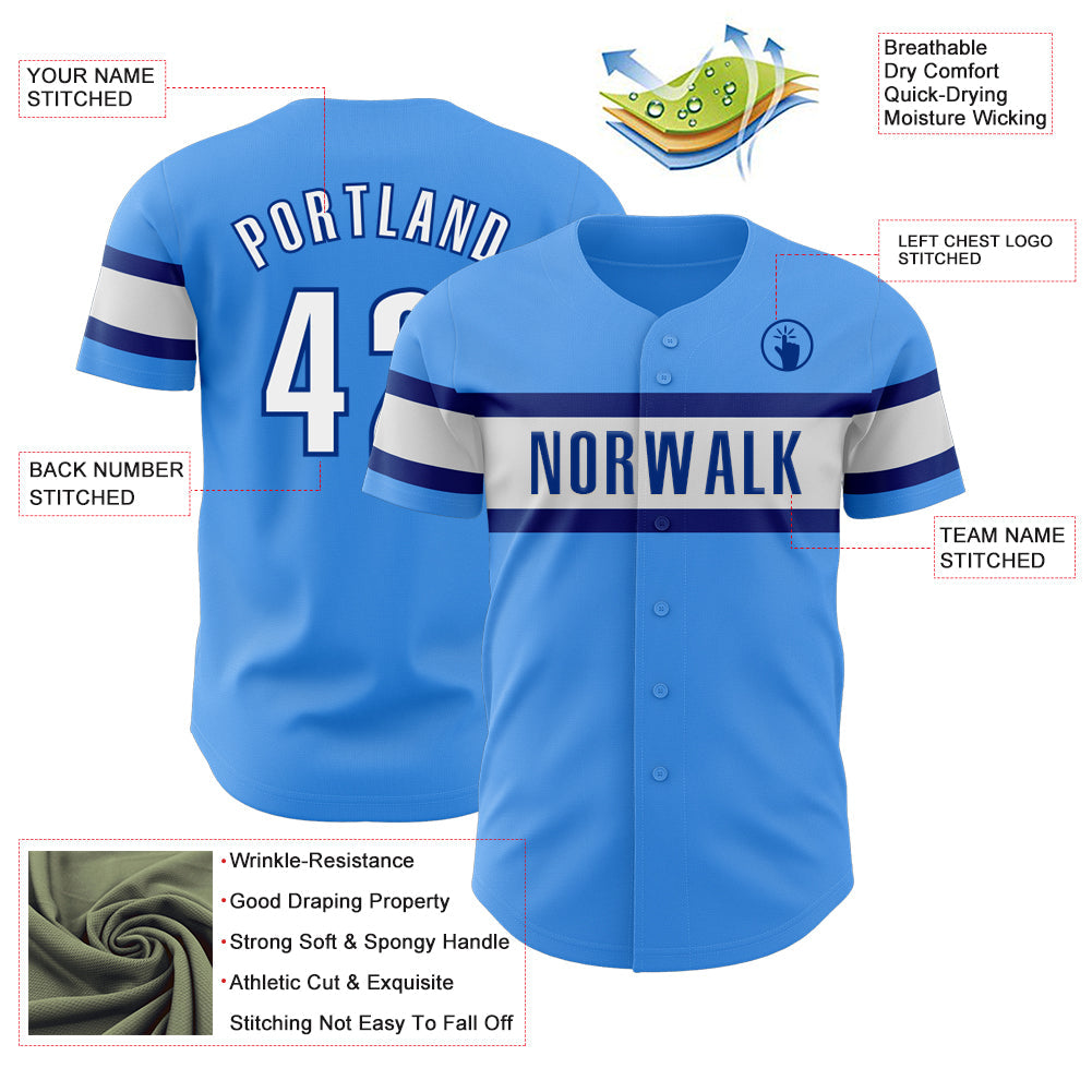 Custom Electric Blue White-Royal Authentic Baseball Jersey - Sky-Custom