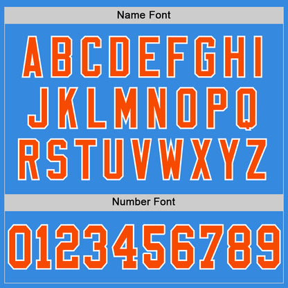 Custom Powder Blue Orange-White Mesh Authentic Throwback Football Jersey - Sky-Custom