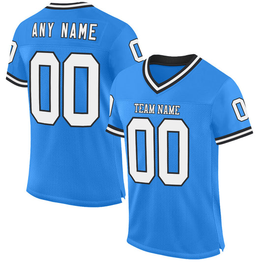 Custom Powder Blue White-Black Mesh Authentic Throwback Football Jersey - Sky-Custom