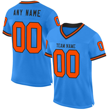 Custom Powder Blue Orange-Black Mesh Authentic Throwback Football Jersey - Sky-Custom