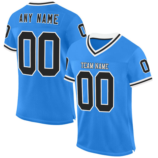 Custom Powder Blue Black-White Mesh Authentic Throwback Football Jersey - Sky-Custom
