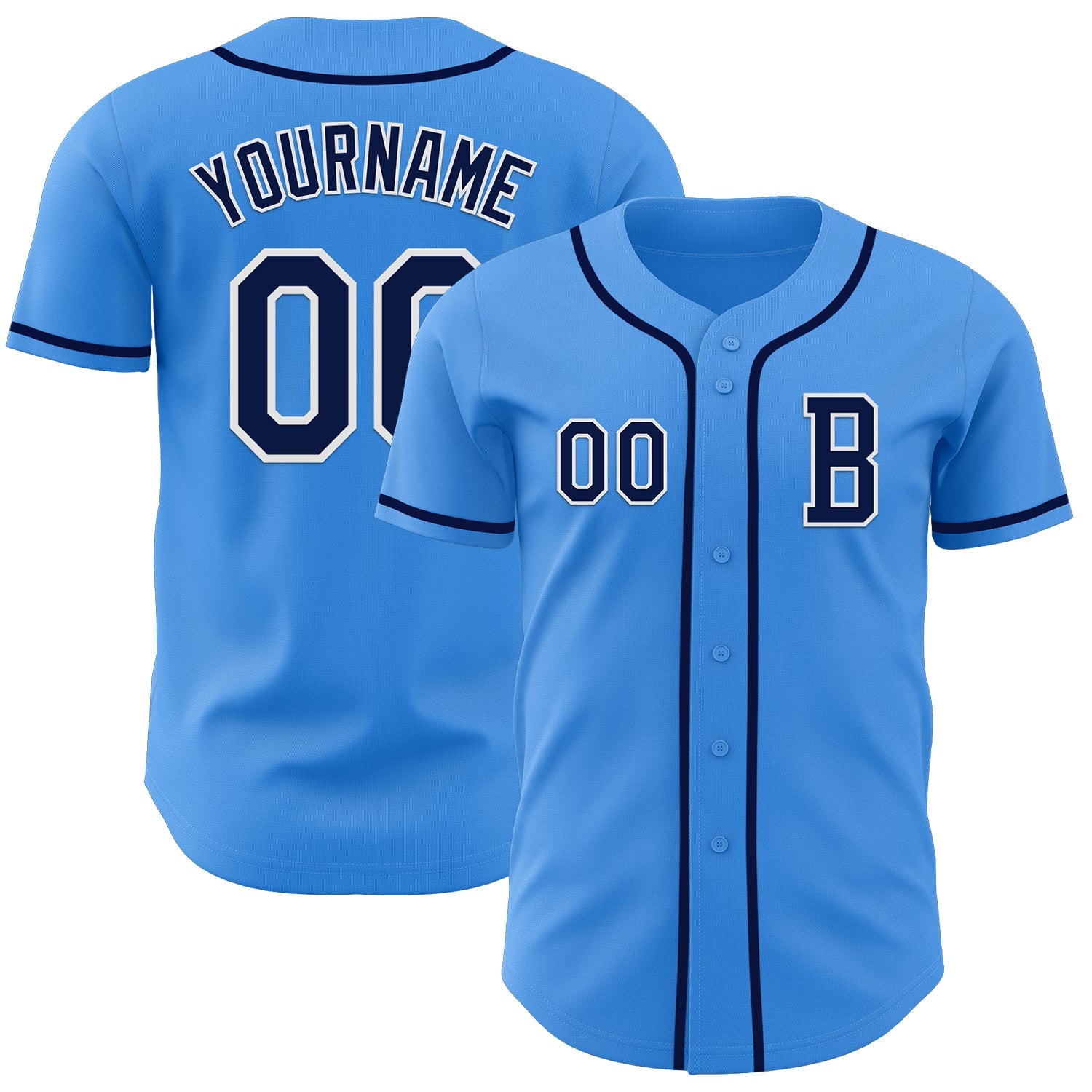 Custom Electric Blue Navy-White Authentic Baseball Jersey - Sky-Custom