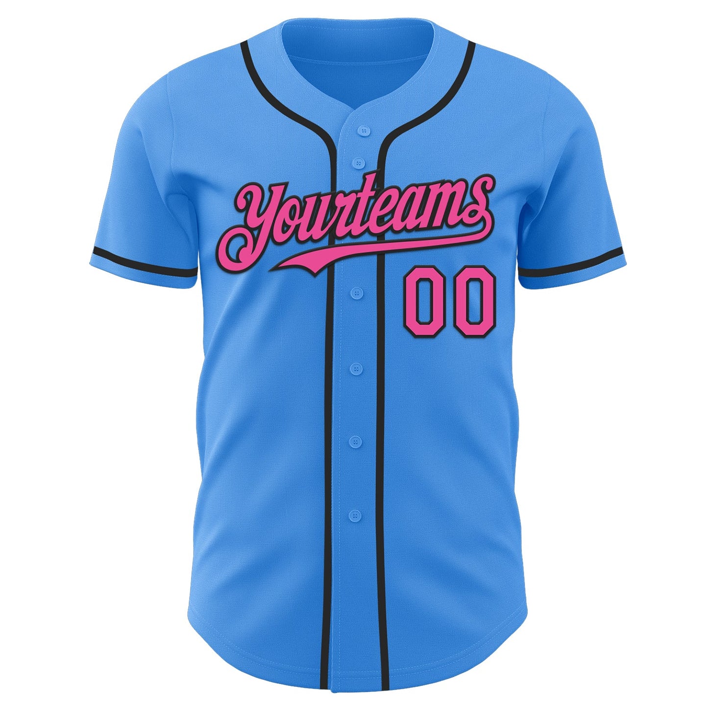 Custom Electric Blue Pink-Black Authentic Baseball Jersey - Sky-Custom