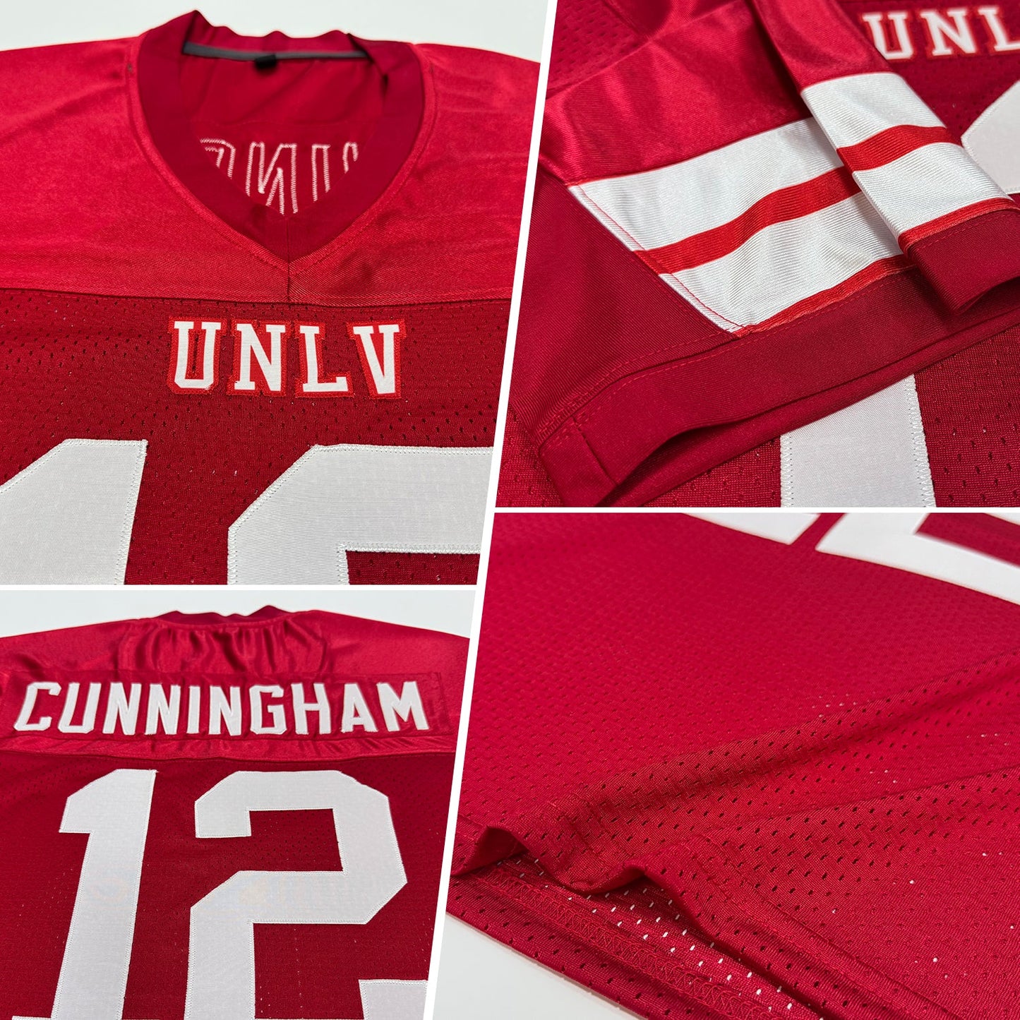 Custom Red White Mesh Authentic Football Jersey - Sky-Custom