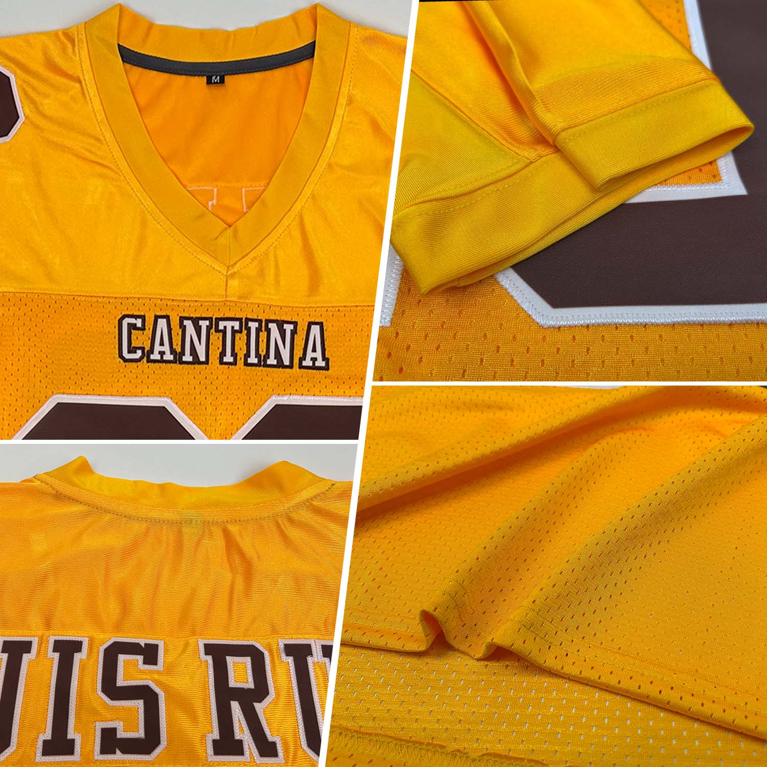 Custom Gold Brown-White Mesh Authentic Football Jersey - Sky-Custom