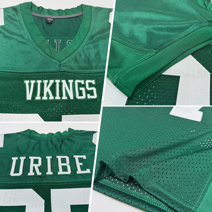 Custom Green White Mesh Authentic Football Jersey - Sky-Custom