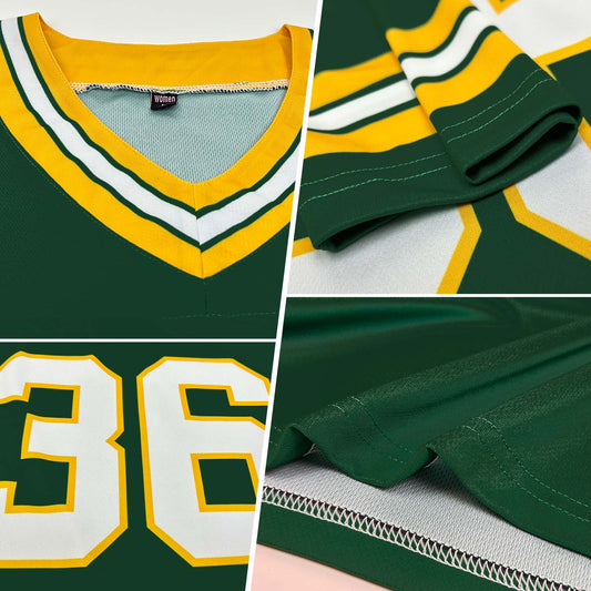 Custom Green White-Gold Mesh Authentic Football Jersey - Sky-Custom