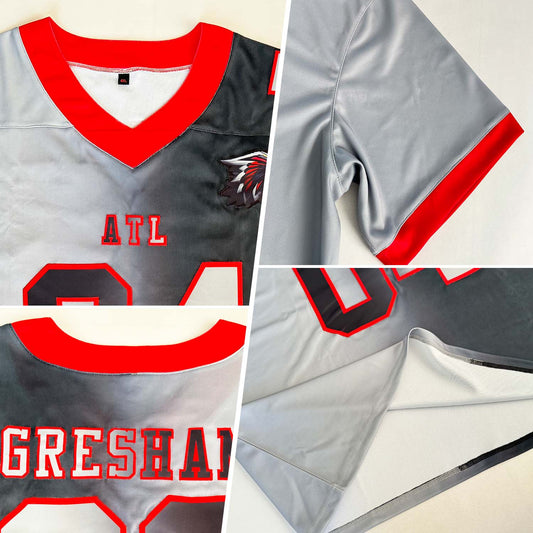 Custom Black Gray-Red Mesh Authentic Gradient Fashion Football Jersey - Sky-Custom