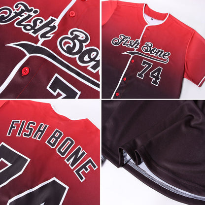 Custom Red Black-White Authentic Fade Fashion Baseball Jersey - Sky-Custom
