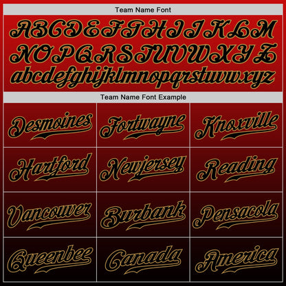 Custom Red Black-Old Gold Authentic Fade Fashion Baseball Jersey - Sky-Custom