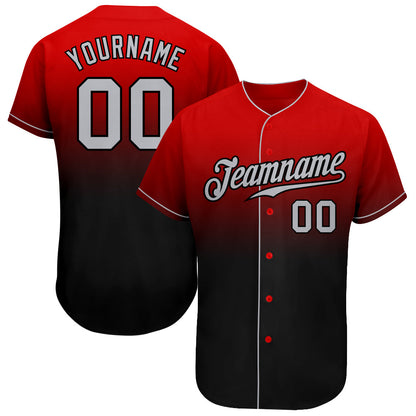 Custom Red Gray-Black Authentic Fade Fashion Baseball Jersey - Sky-Custom