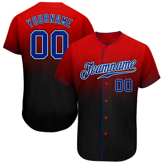 Custom Red Royal-Black Authentic Fade Fashion Baseball Jersey - Sky-Custom