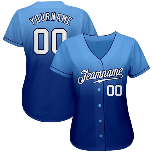 Custom Light Blue White-Royal Authentic Fade Fashion Baseball Jersey - Sky-Custom