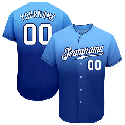 Custom Light Blue White-Royal Authentic Fade Fashion Baseball Jersey - Sky-Custom