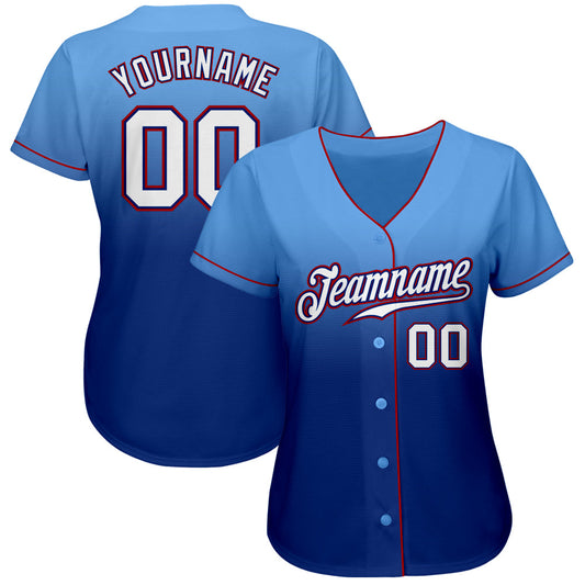 Custom Light Blue White-Royal Authentic Fade Fashion Baseball Jersey - Sky-Custom