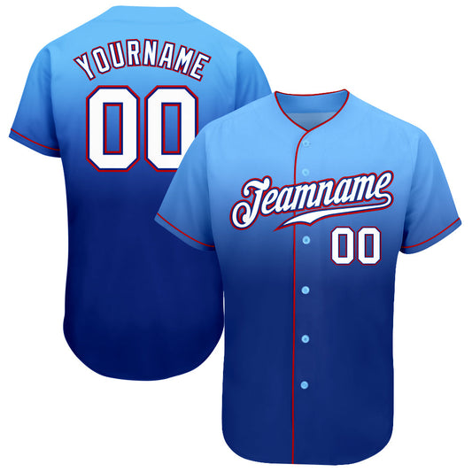 Custom Light Blue White-Royal Authentic Fade Fashion Baseball Jersey - Sky-Custom