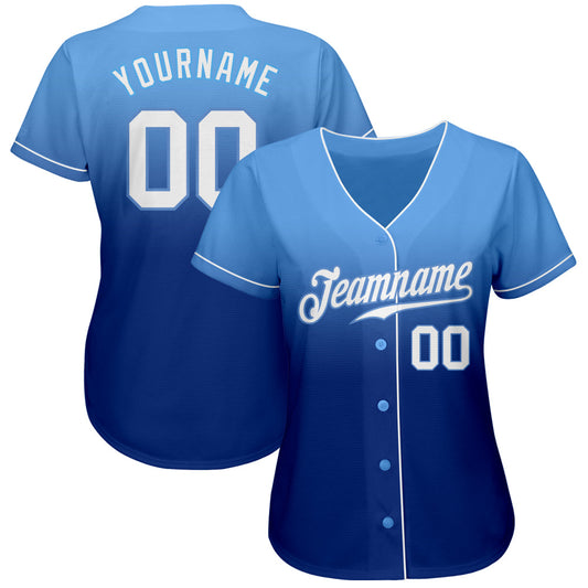 Custom Light Blue White-Royal Authentic Fade Fashion Baseball Jersey - Sky-Custom