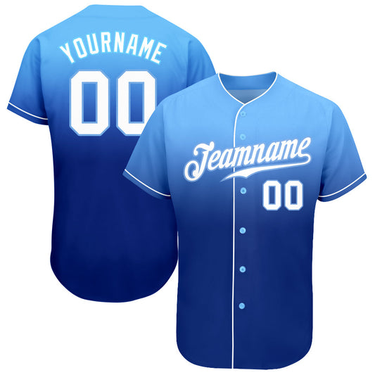 Custom Light Blue White-Royal Authentic Fade Fashion Baseball Jersey - Sky-Custom