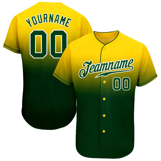 Custom Yellow Green-White Authentic Fade Fashion Baseball Jersey - Sky-Custom