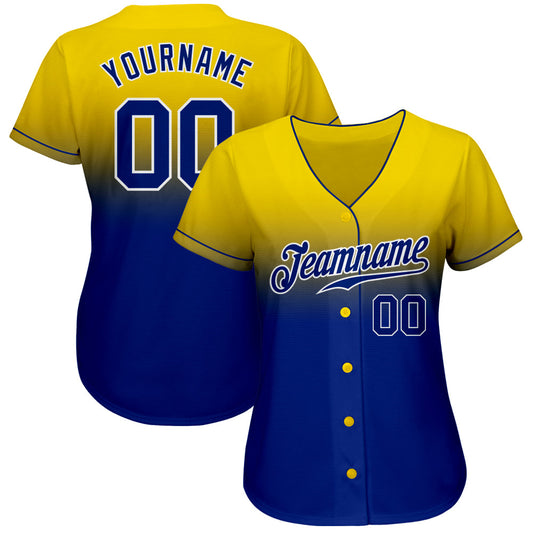 Custom Yellow Royal-White Authentic Fade Fashion Baseball Jersey - Sky-Custom